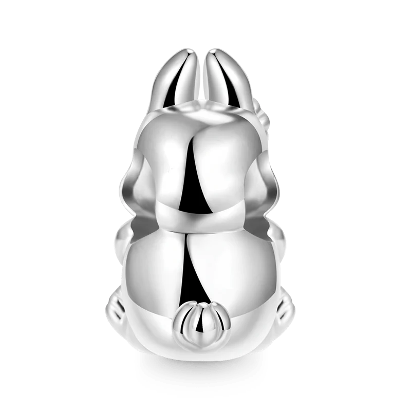 Gnoce Cute Rabbit Embraces Heart Gem Charm Platinum-plated Silver Blend - Image 2