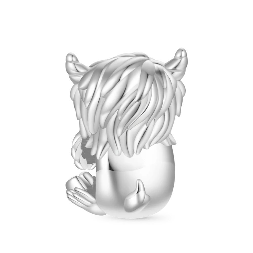 Gnoce Scottish Highland Cow Charm Platinum-plated Silver Blend - Image 2