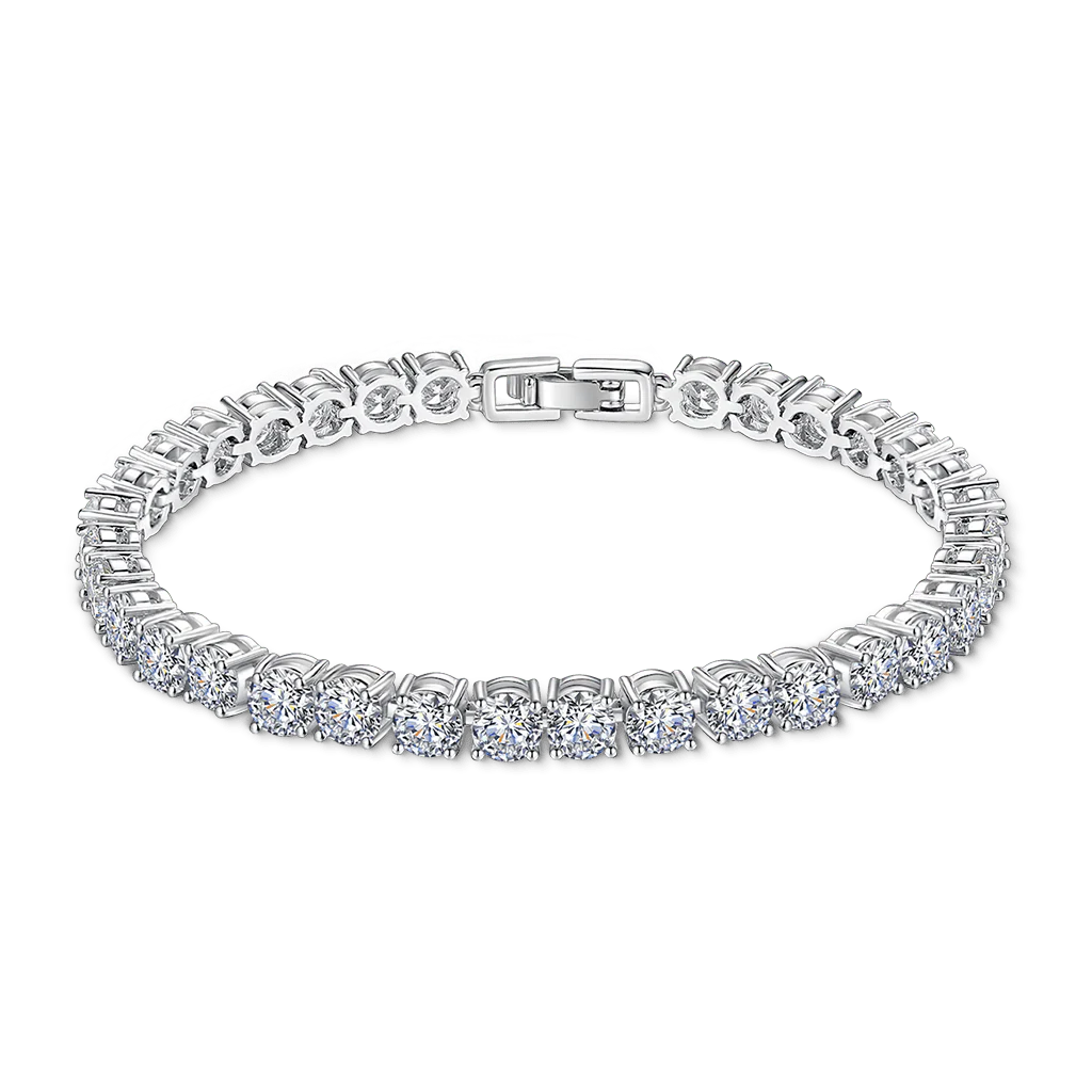 Shiny CZ Tennis Bracelet Silver Plated