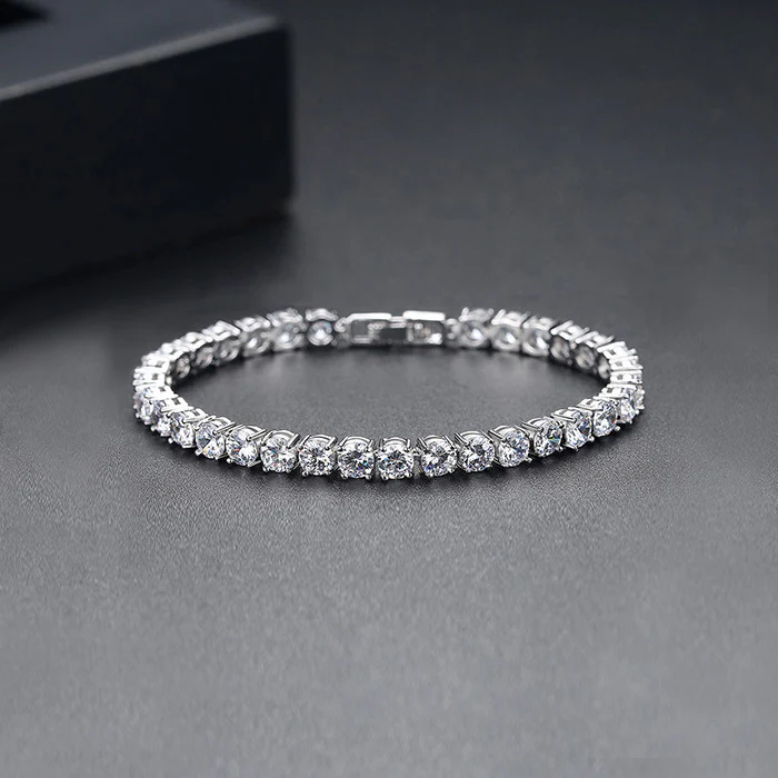 Shiny CZ Tennis Bracelet Silver Plated - Image 2