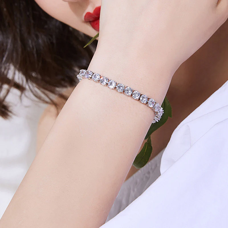 Shiny CZ Tennis Bracelet Silver Plated - Image 3