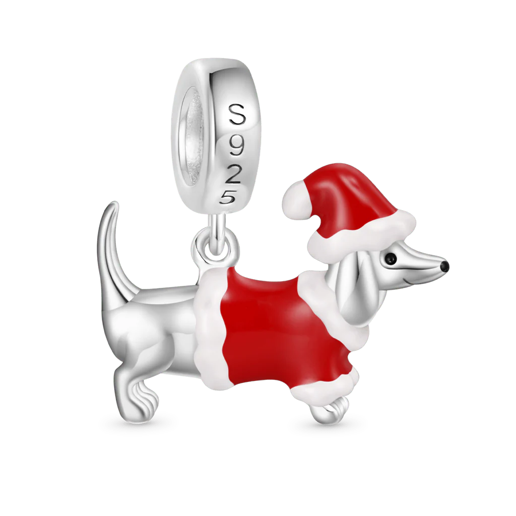 Gnoce Dachshund Dog Christmas Decor Charm Platinum-plated Silver Blend - Image 2