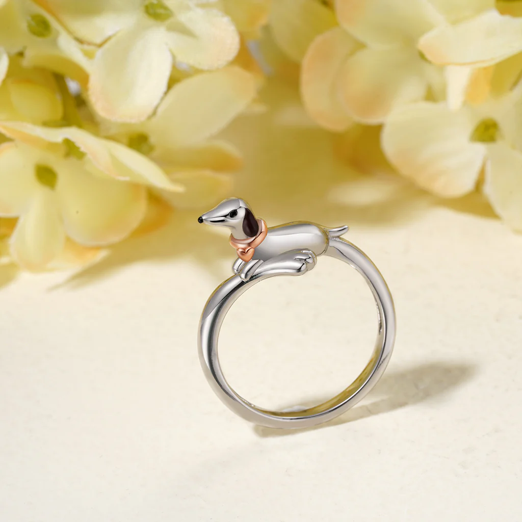 Gnoce Dachshund Dog Ring Platinum-plated Silver Blend - Image 3
