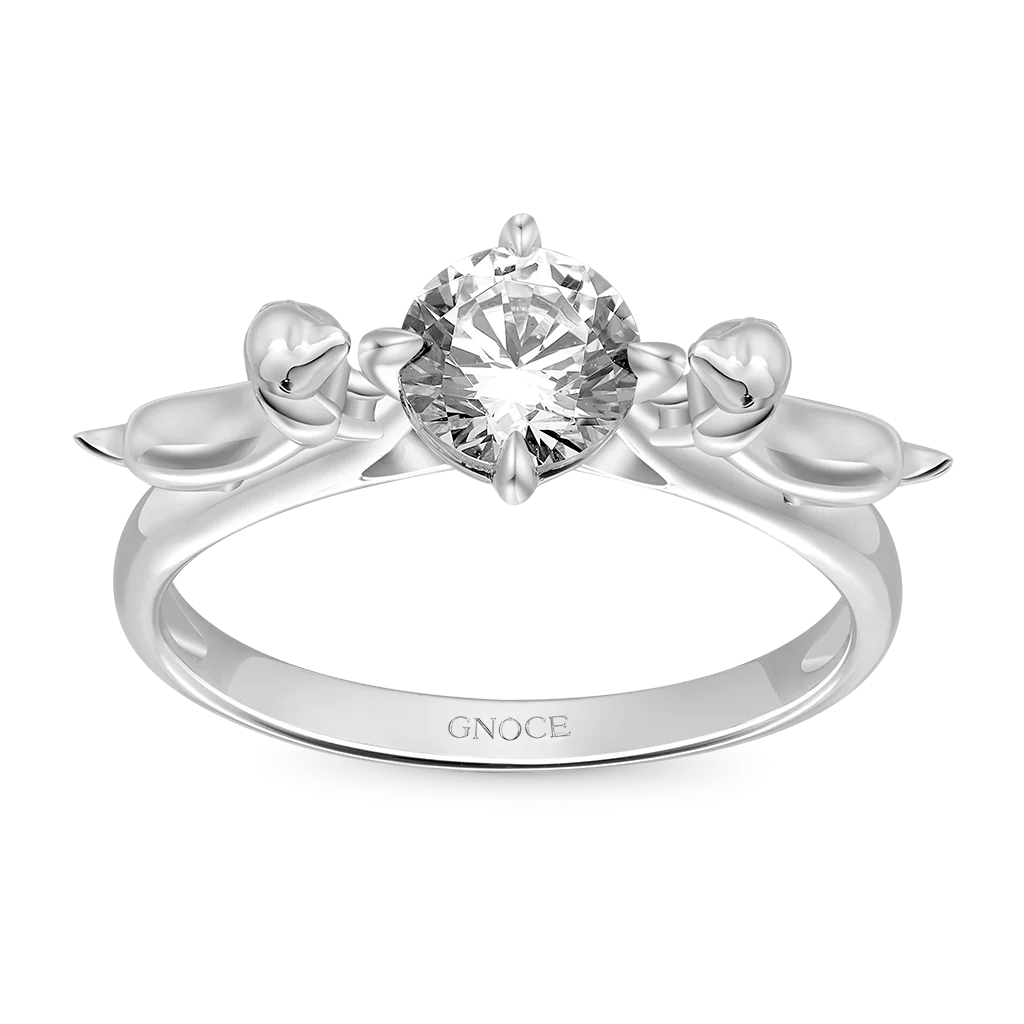 Gnoce Dachshund Embrace White Zircon Ring Platinum-plated Silver Blend - Image 3