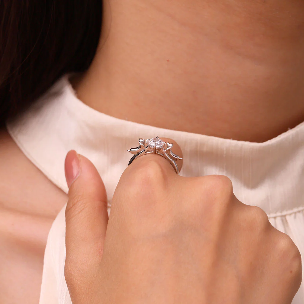Gnoce Dachshund Embrace White Zircon Ring Platinum-plated Silver Blend - Image 5