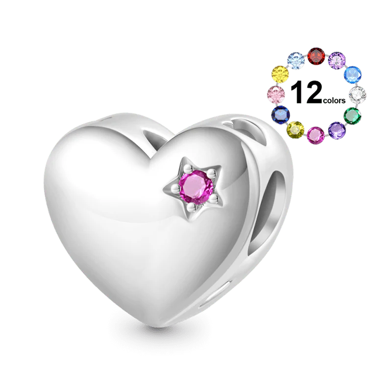 Gnoce DAD Birthstone Charm Platinum-plated Silver Blend