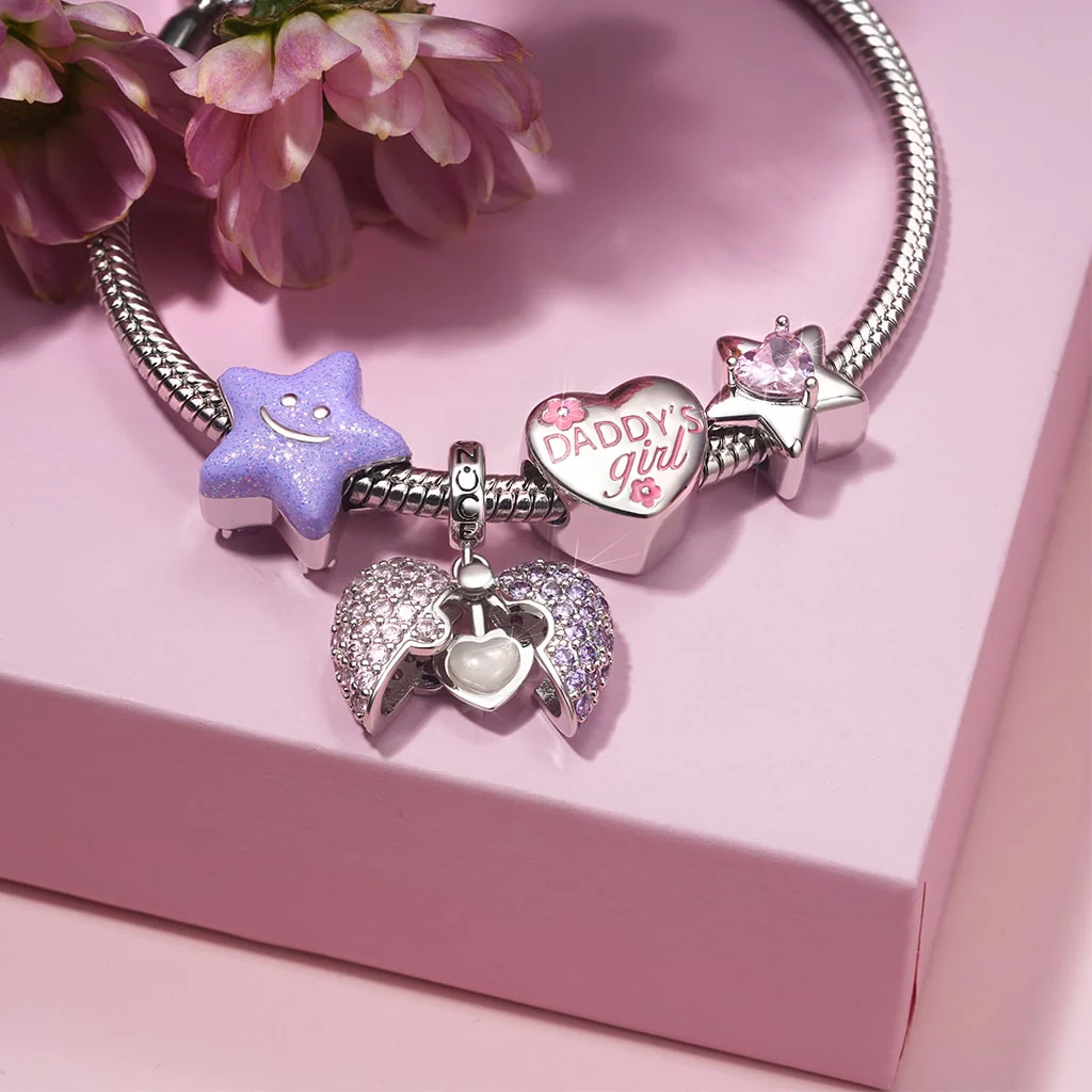Gnoce DADDY's Girl Love Heart Photo Charm Platinum-plated Silver Blend - Image 3