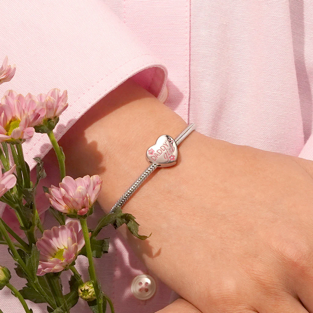 Gnoce DADDY's Girl Love Heart Photo Charm Platinum-plated Silver Blend - Image 4