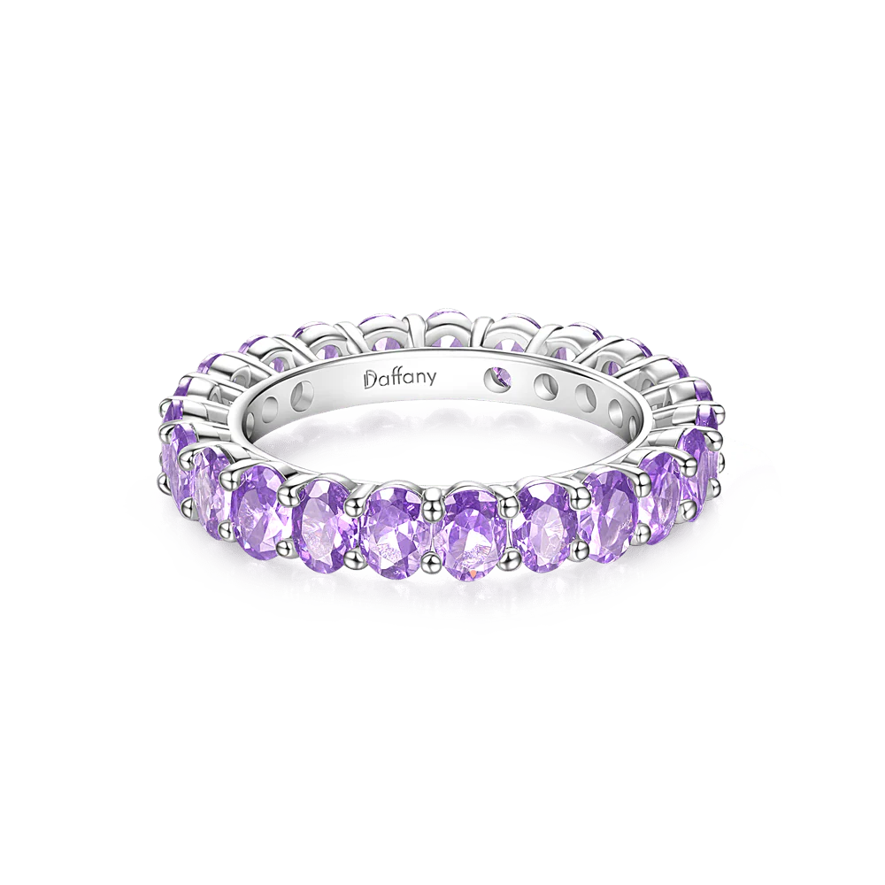 Gnoce Amethyst Oval-cut Ring Platinum-plated Silver Blend