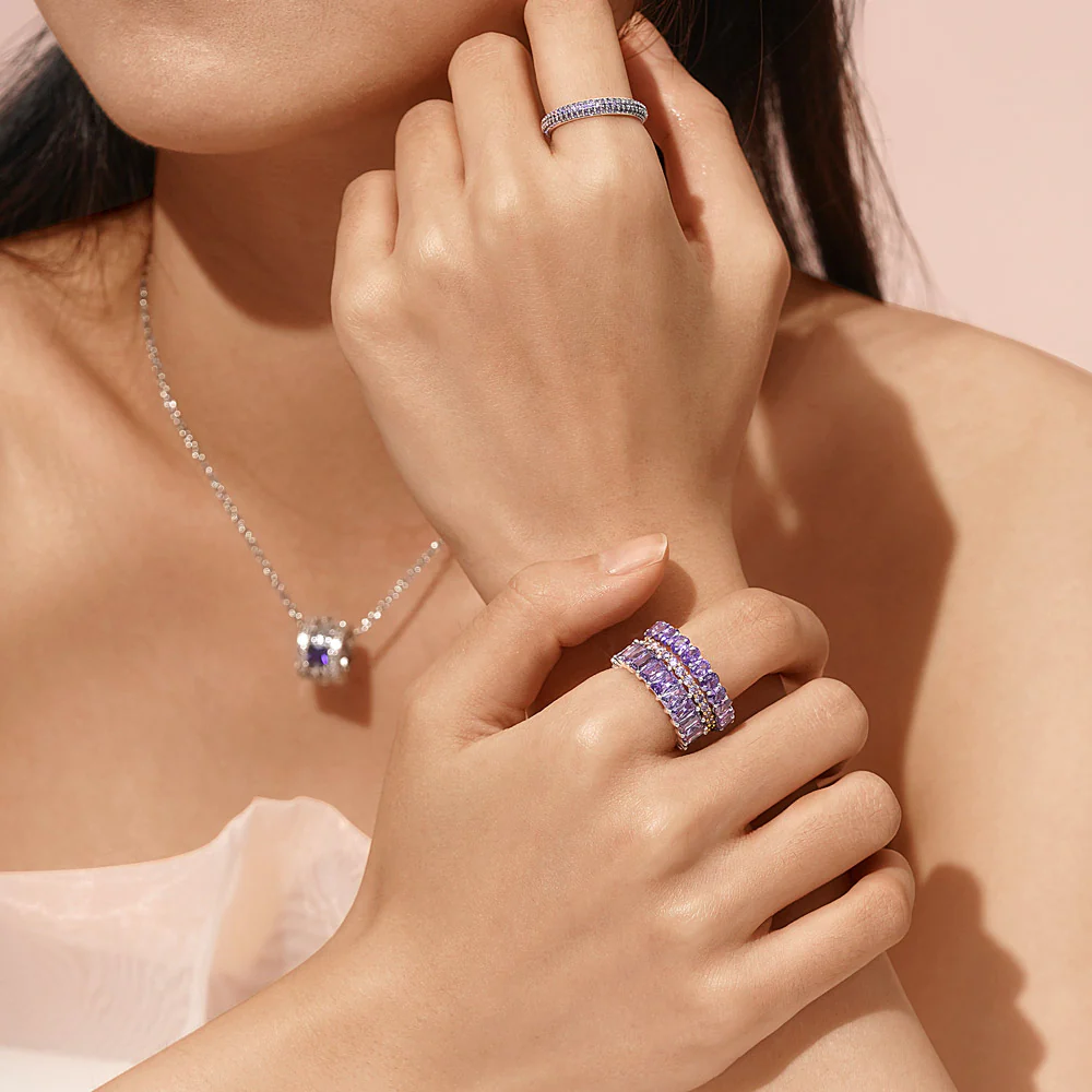 Gnoce Amethyst Oval-cut Ring Platinum-plated Silver Blend - Image 6