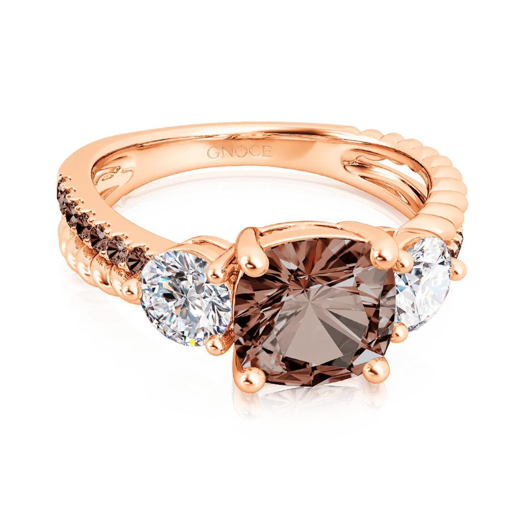 Gnoce Cushion Split Shank Three-stone Ring Platinum-plated Silver Blend - Image 3