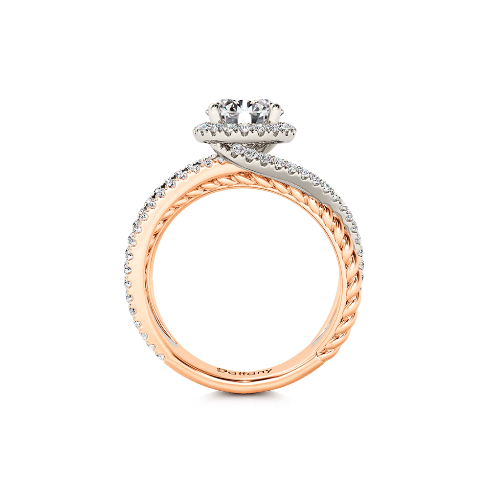 Gnoce Round Cut Twisted Rope Crossover Ring Platinum-plated Silver Blend - Image 2