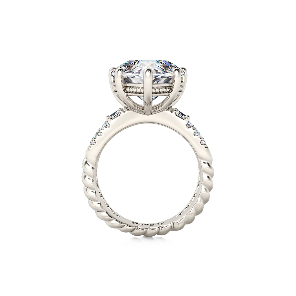 Gnoce Pear Cut Split Shank Cocktail Ring Platinum-plated Silver Blend - Image 3