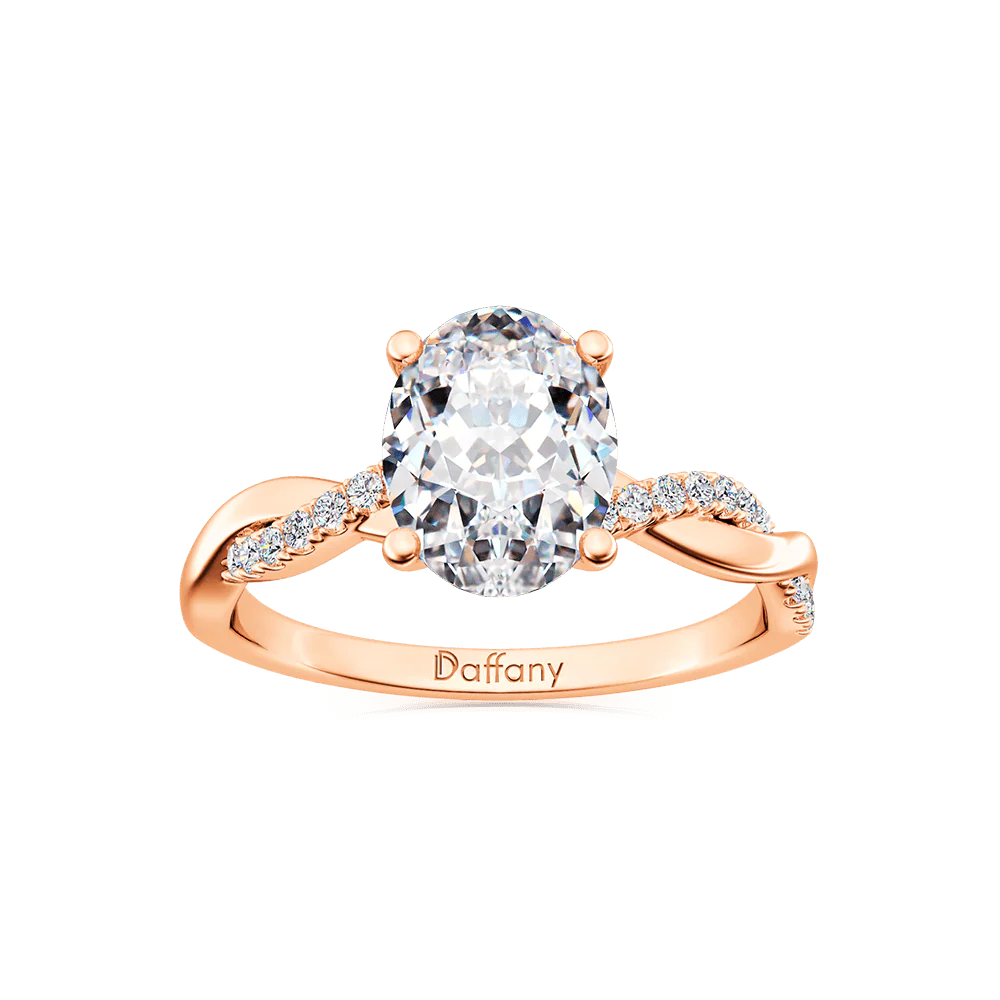 Gnoce Solitaire Oval Cut Twisted Ring Platinum-plated Silver Blend