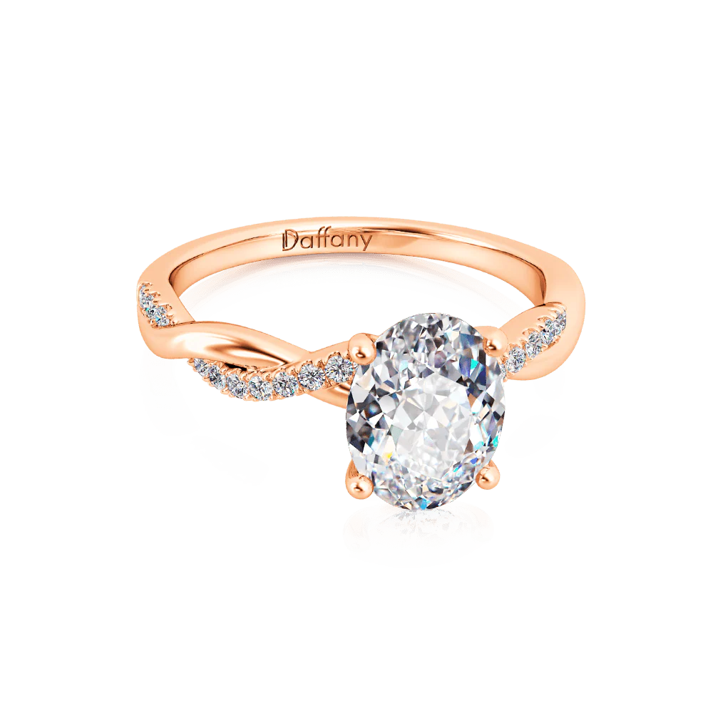 Gnoce Solitaire Oval Cut Twisted Ring Platinum-plated Silver Blend - Image 2