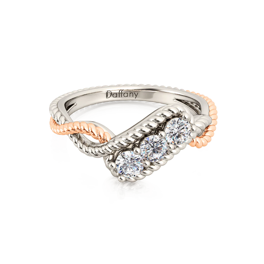 Gnoce Three Stone Twisted Ring Platinum-plated Silver Blend - Image 2