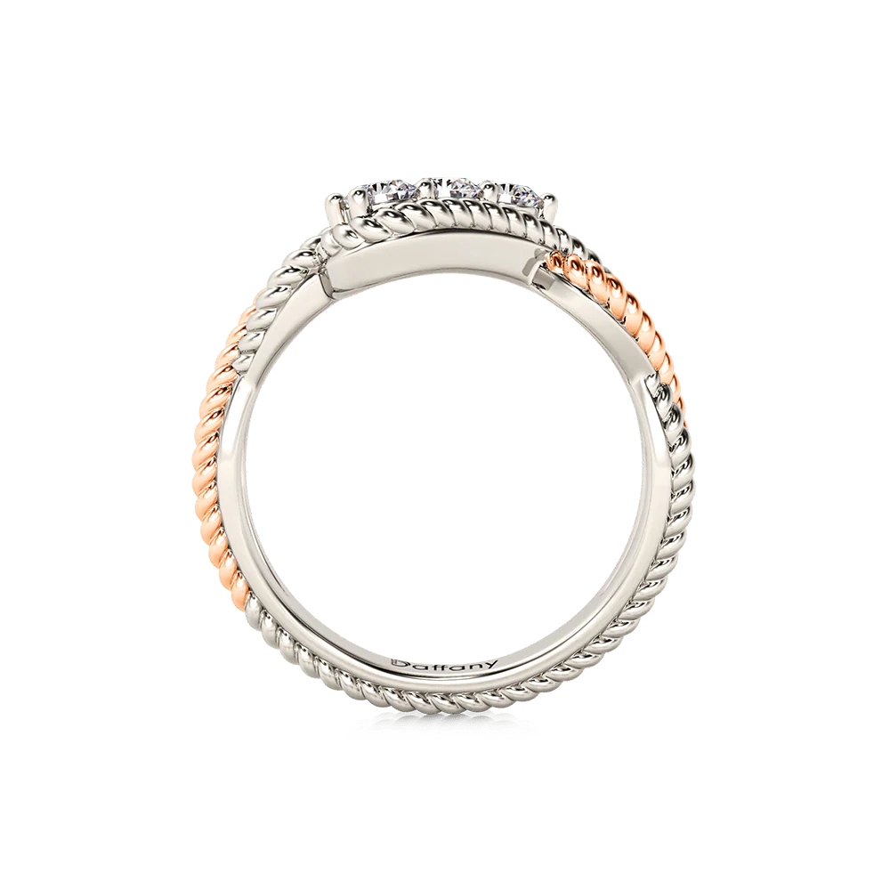 Gnoce Three Stone Twisted Ring Platinum-plated Silver Blend - Image 3