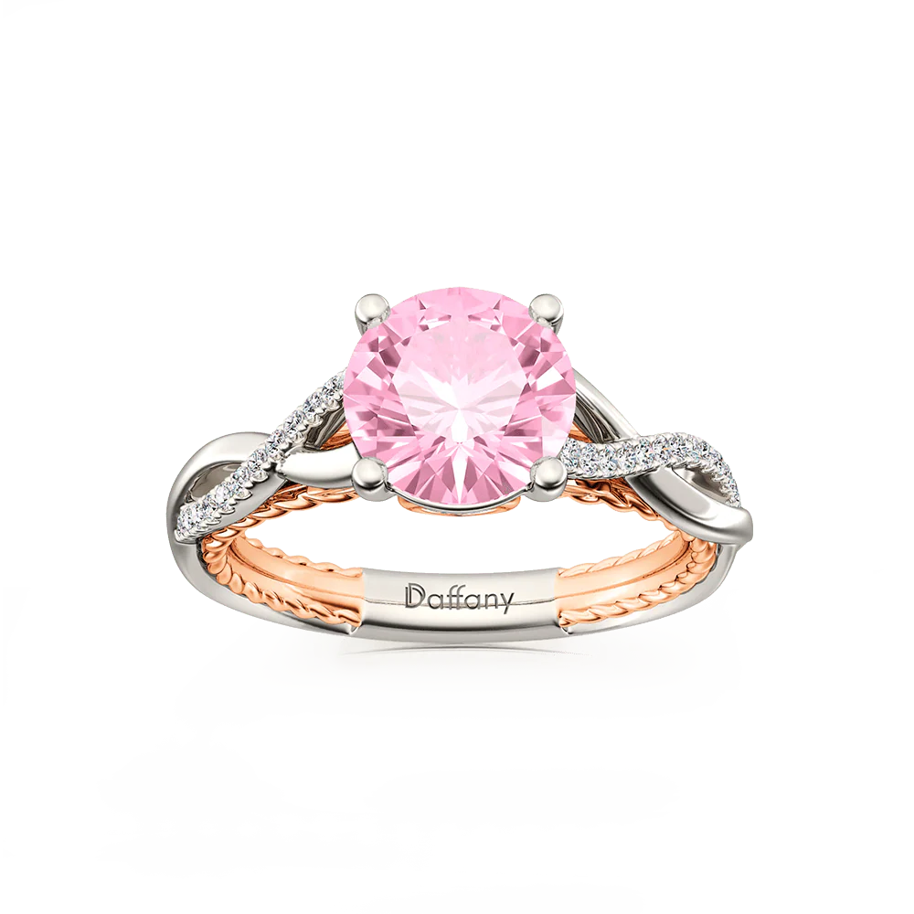 Gnoce Twisted Round Cut Cathedral Ring Platinum-plated Silver Blend