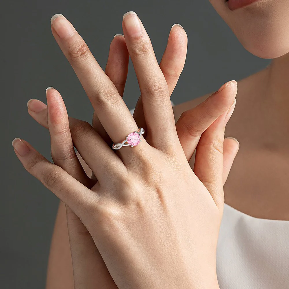 Gnoce Twisted Round Cut Cathedral Ring Platinum-plated Silver Blend - Image 6
