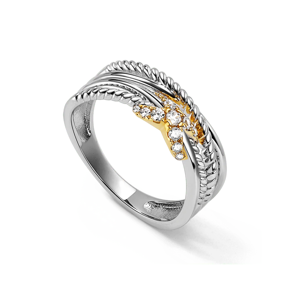 Gnoce Unknown X Twisted Rope Crossover Ring Platinum-plated Silver Blend - Image 2