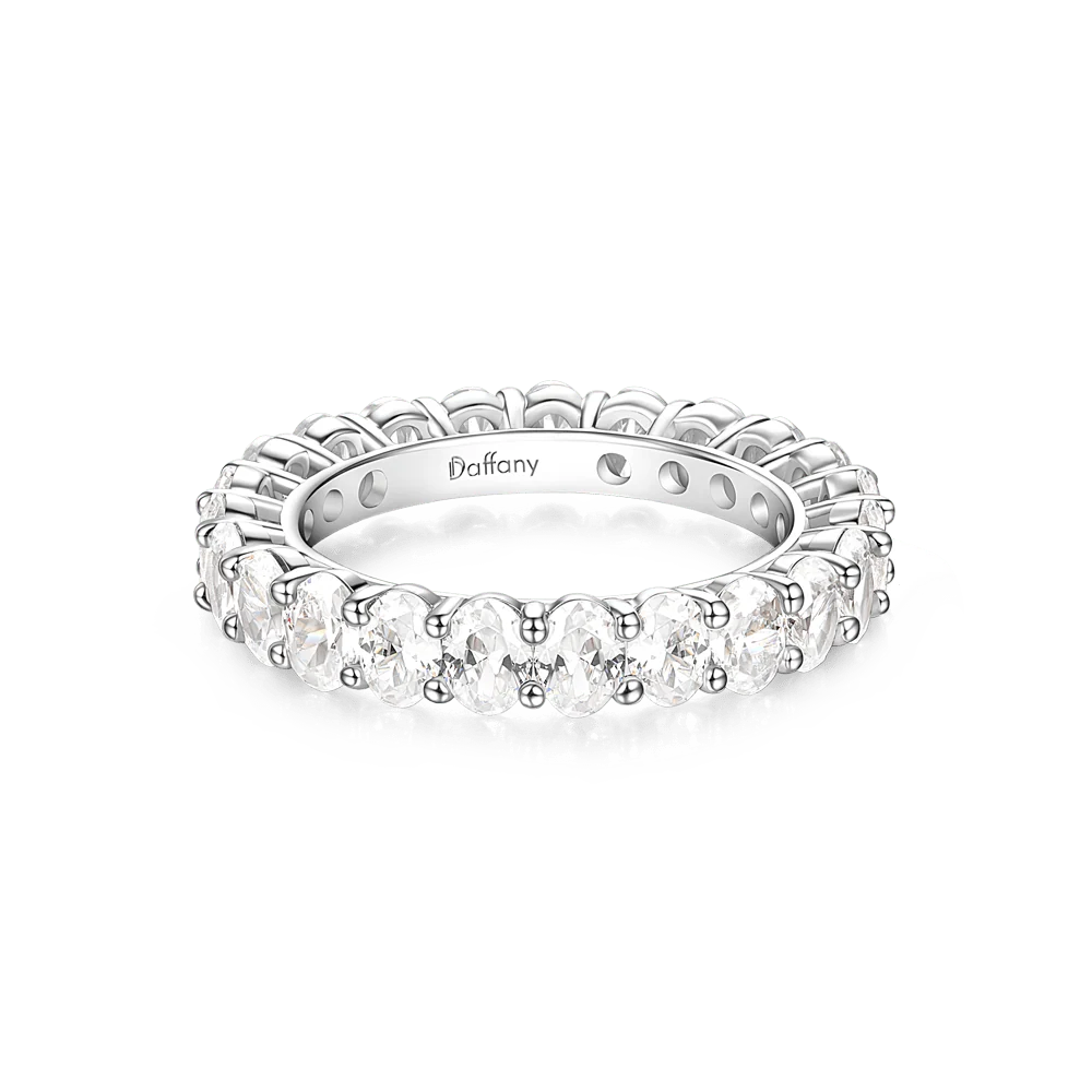 Gnoce White Topaz Oval-cut Ring Platinum-plated Silver Blend