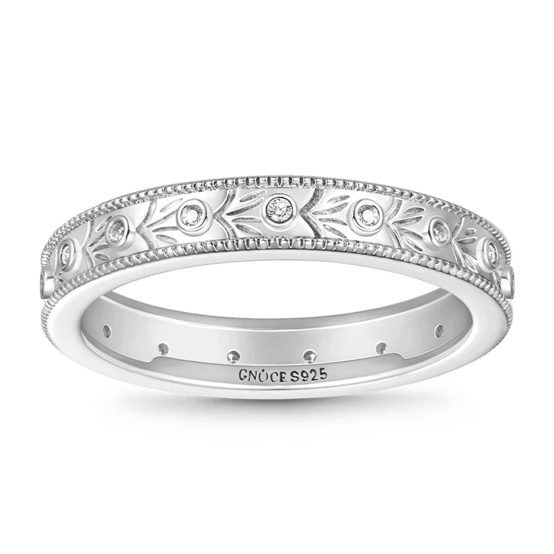 Gnoce Vintage Daily Plain Ring Platinum-plated Silver Blend