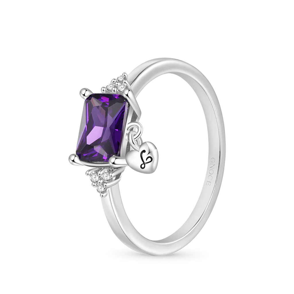 Gnoce Dainty Purple Baguette Statement Personalized Ring - Image 3