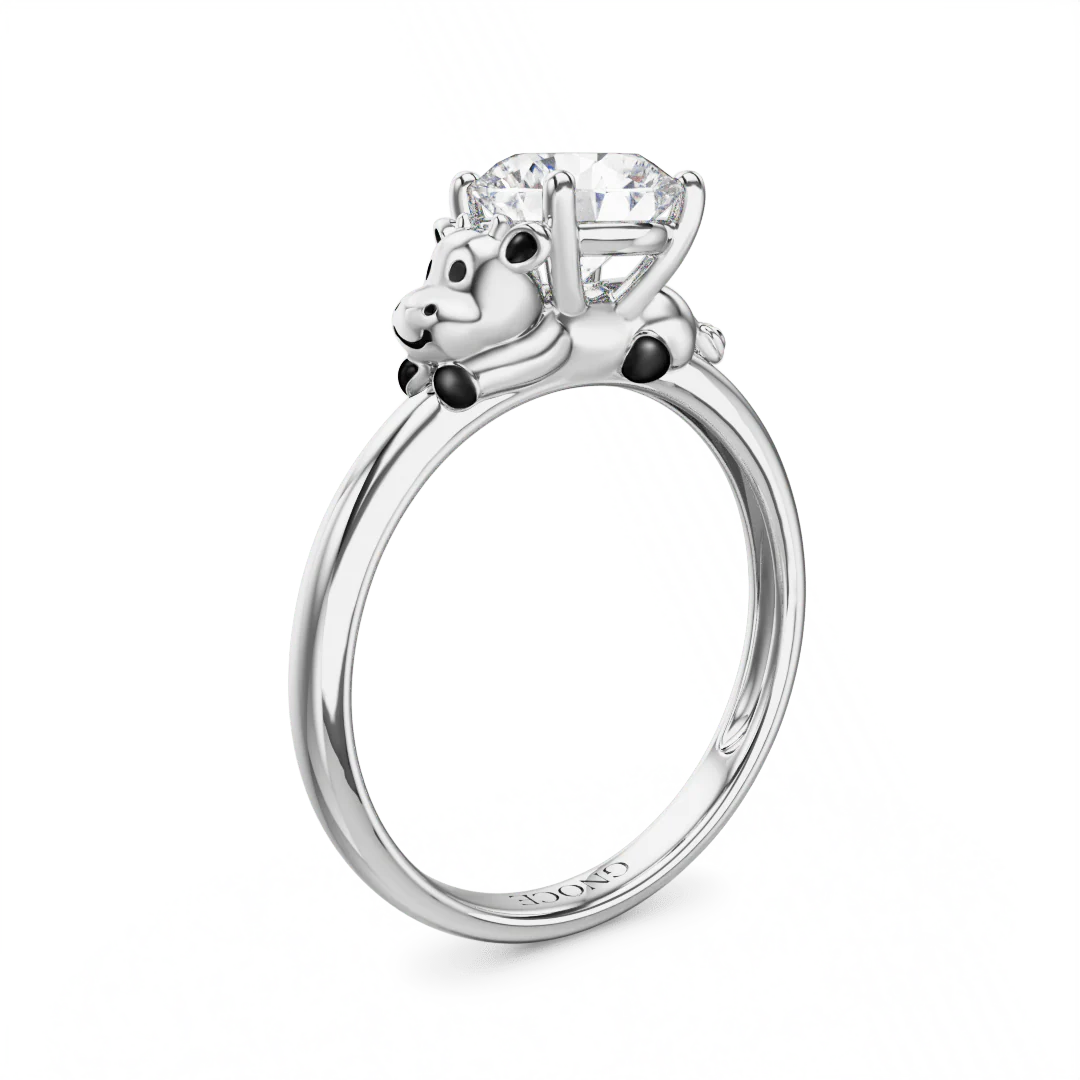 Gnoce Dairy Cow Embraces Moissanite Ring Platinum-plated Silver Blend
