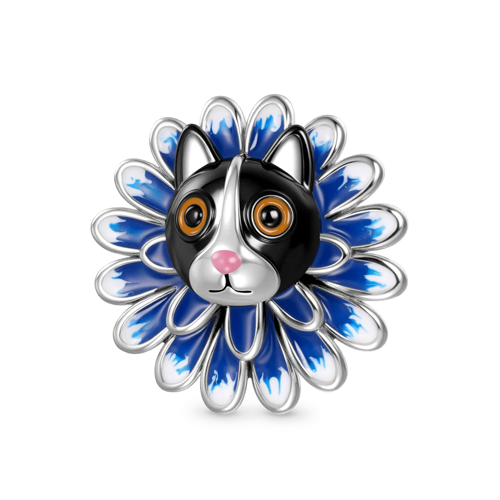 Gnoce Daisy Cat Charm Platinum-plated Silver Blend