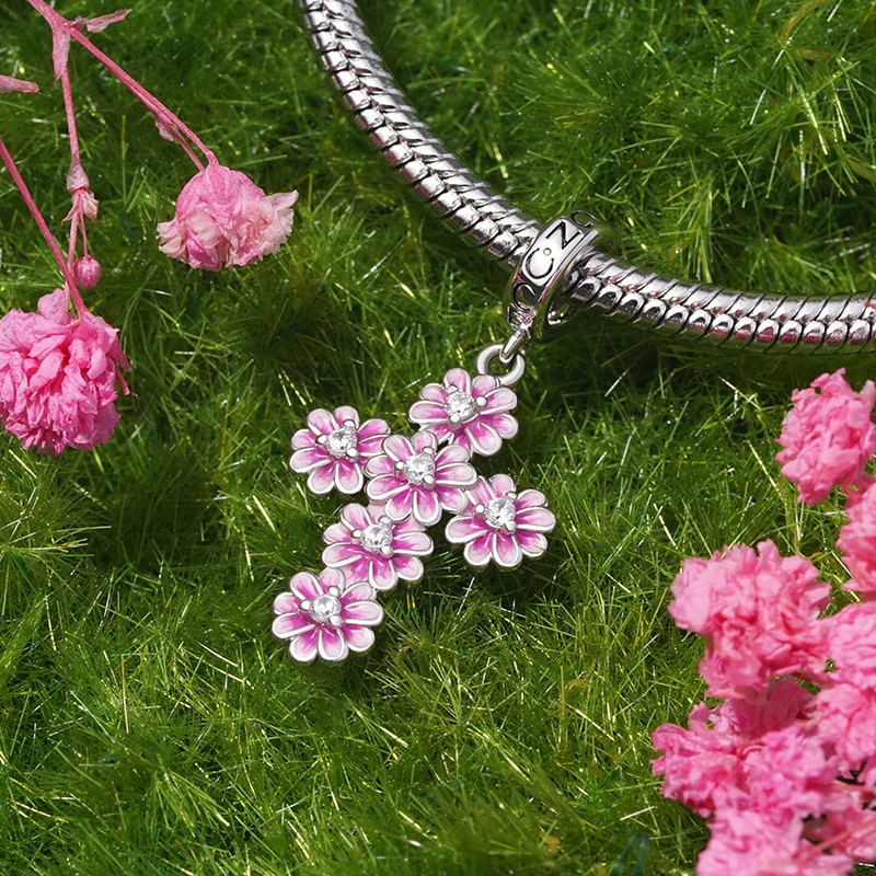 Gnoce Birthstone Daisy Cross Charm Platinum-plated Silver Blend - Image 3