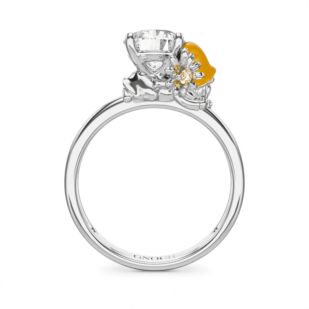 Gnoce Daisy Fairy Embraces Moissanite Ring Platinum-plated Silver Blend - Image 5