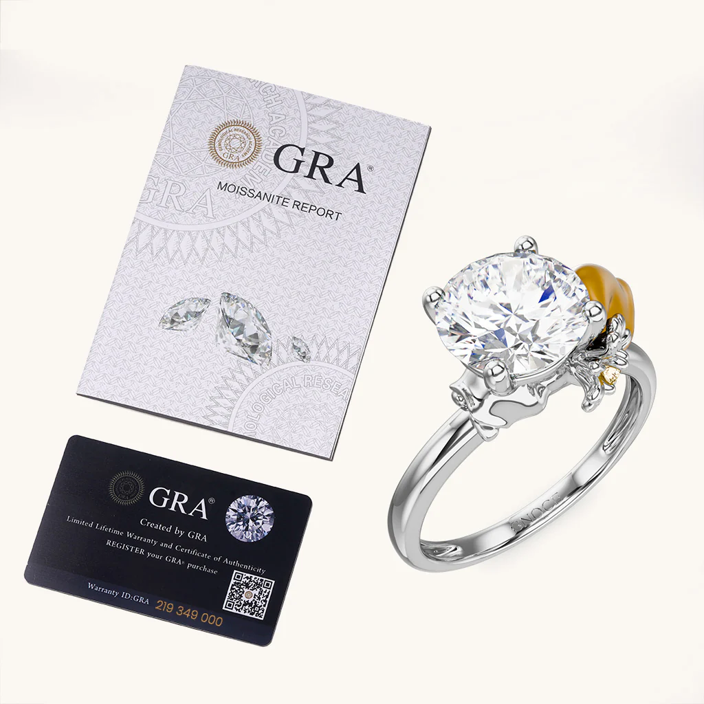 Gnoce Daisy Fairy Embraces Moissanite Ring Platinum-plated Silver Blend - Image 6