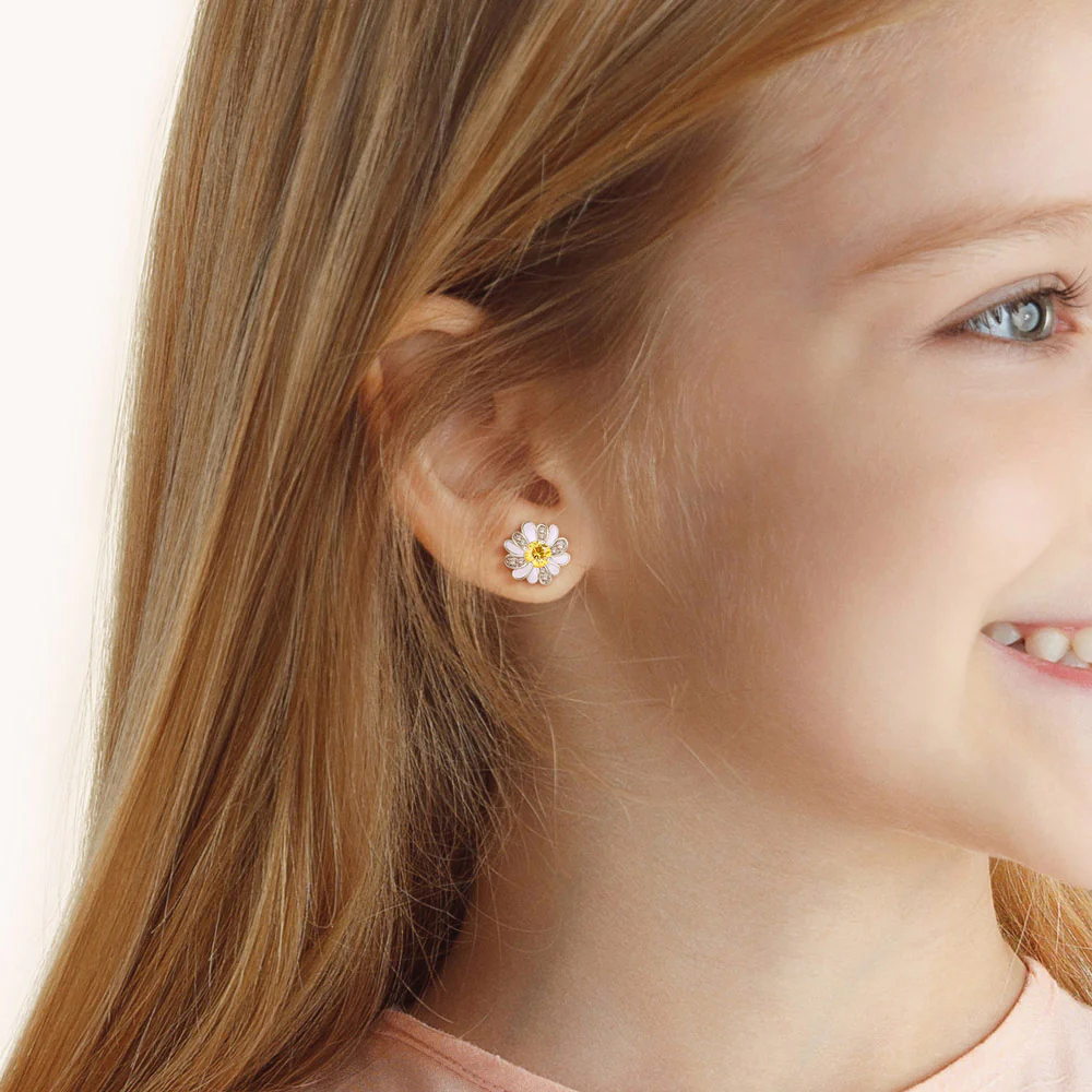 Gnoce Daisy Flower Earrings Platinum-plated Silver Blend - Image 4