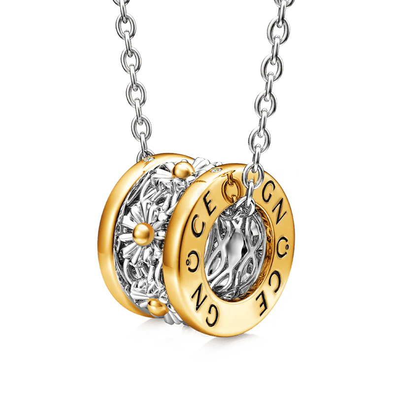 Gnoce Daisy Flower Pendant Necklace Platinum-plated Silver Blend
