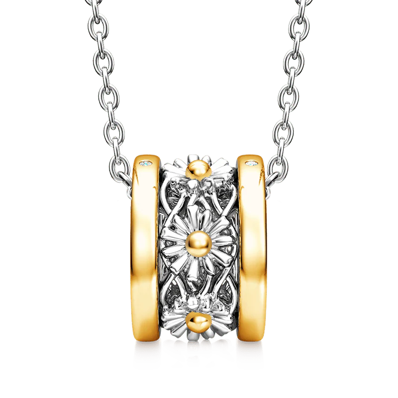 Gnoce Daisy Flower Pendant Necklace Platinum-plated Silver Blend - Image 2