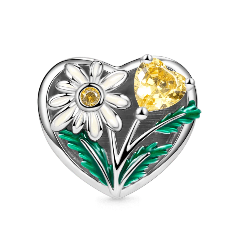 Gnoce Daisy Flower Personalized Photo Charm Platinum-plated Silver Blend - Image 2