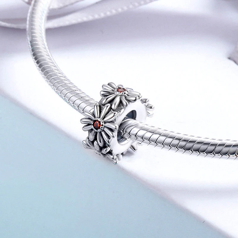 Daisy Wreath Stopper for Charm Bracelets 925 Sterling Silver - Image 2