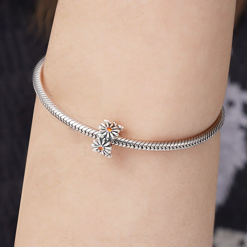 Daisy Wreath Stopper for Charm Bracelets 925 Sterling Silver - Image 3