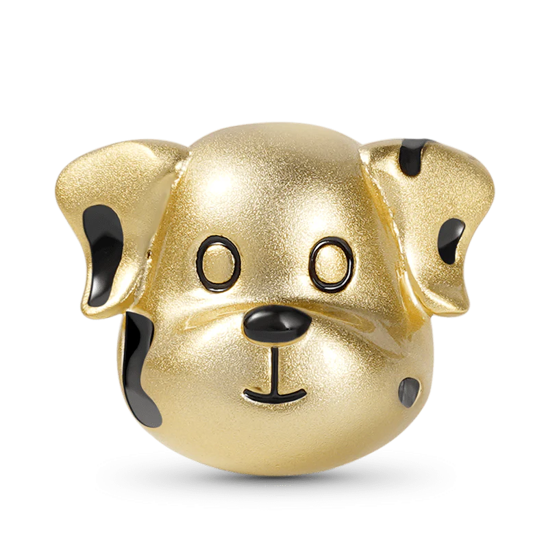 Dalmatian Dog Charm Bead Sterling Silver 18K Gold Plated