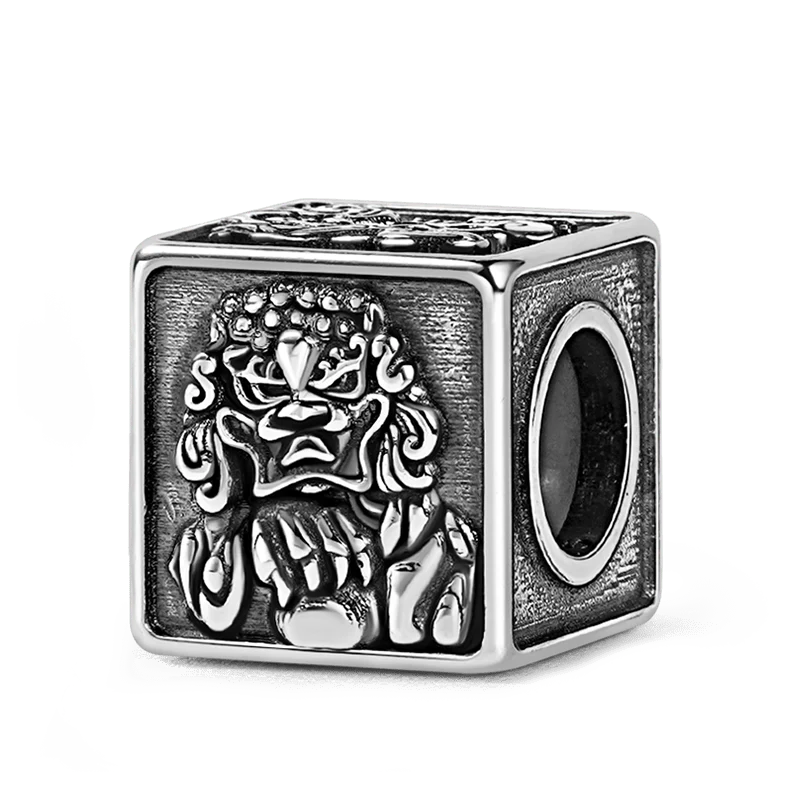 Dancing Lion Men's Charm Bead Sterling Siver 18K Gold Plated fit Men's Bracelet Jewelry for Men