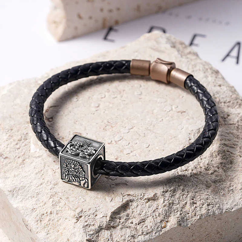 Dancing Lion Men's Charm Bead Sterling Siver 18K Gold Plated fit Men's Bracelet Jewelry for Men - Image 2