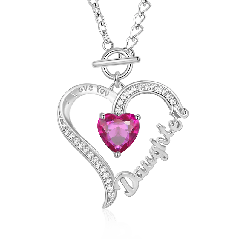 Gnoce "Daughter" Birthstone Heart Necklace