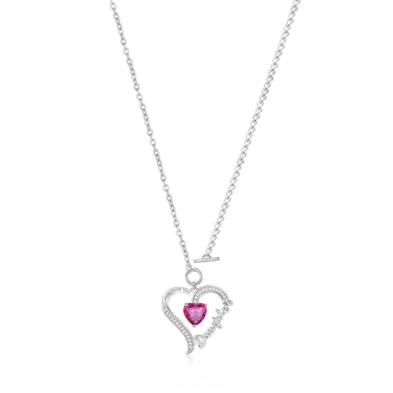 Gnoce "Daughter" Birthstone Heart Necklace - Image 2