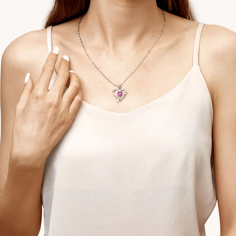 Gnoce "Daughter" Birthstone Heart Necklace - Image 3