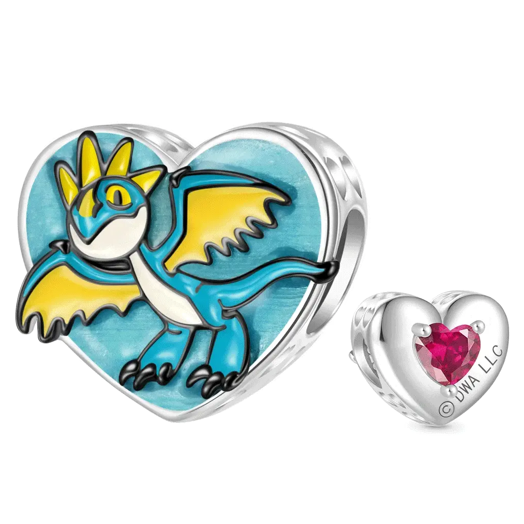 Gnoce Deadly Nadder Heart Birthstone Glow-in-the-Dark Charm
