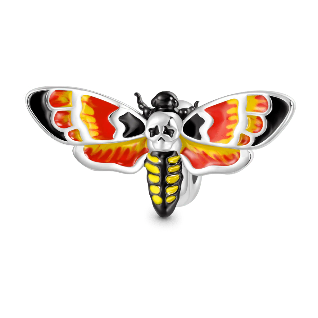Gnoce Death Head Moth Charm Platinum-plated Silver Blend