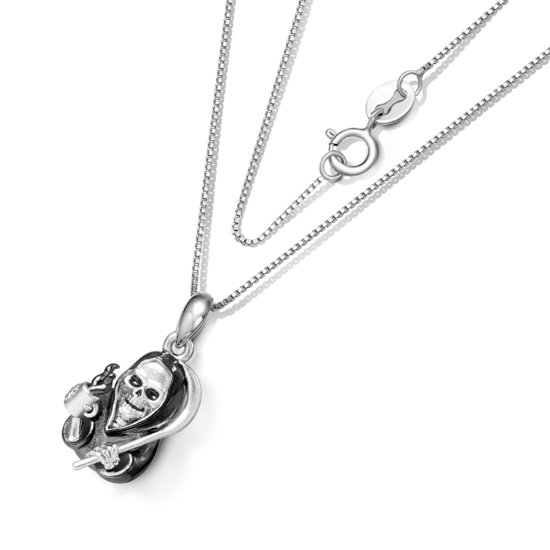 Gnoce Death Skeleton Necklace Platinum-plated Silver Blend - Image 2