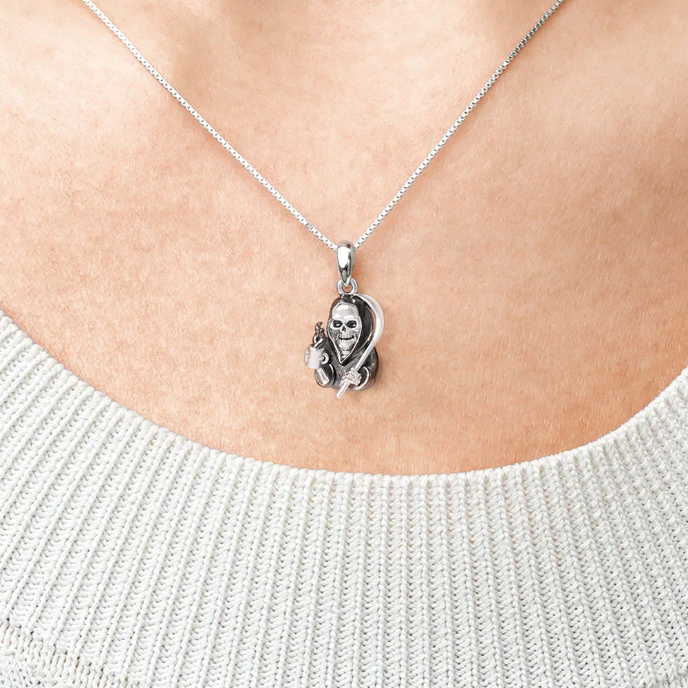 Gnoce Death Skeleton Necklace Platinum-plated Silver Blend - Image 4