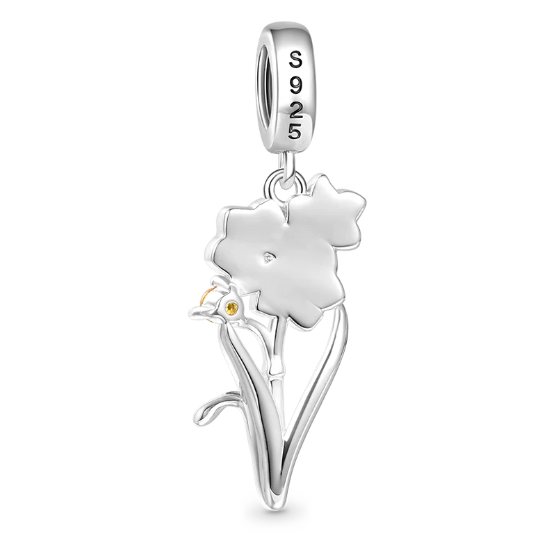 Gnoce Dec.Birthday Flower Narcissus Charm Platinum-plated Silver Blend - Image 2