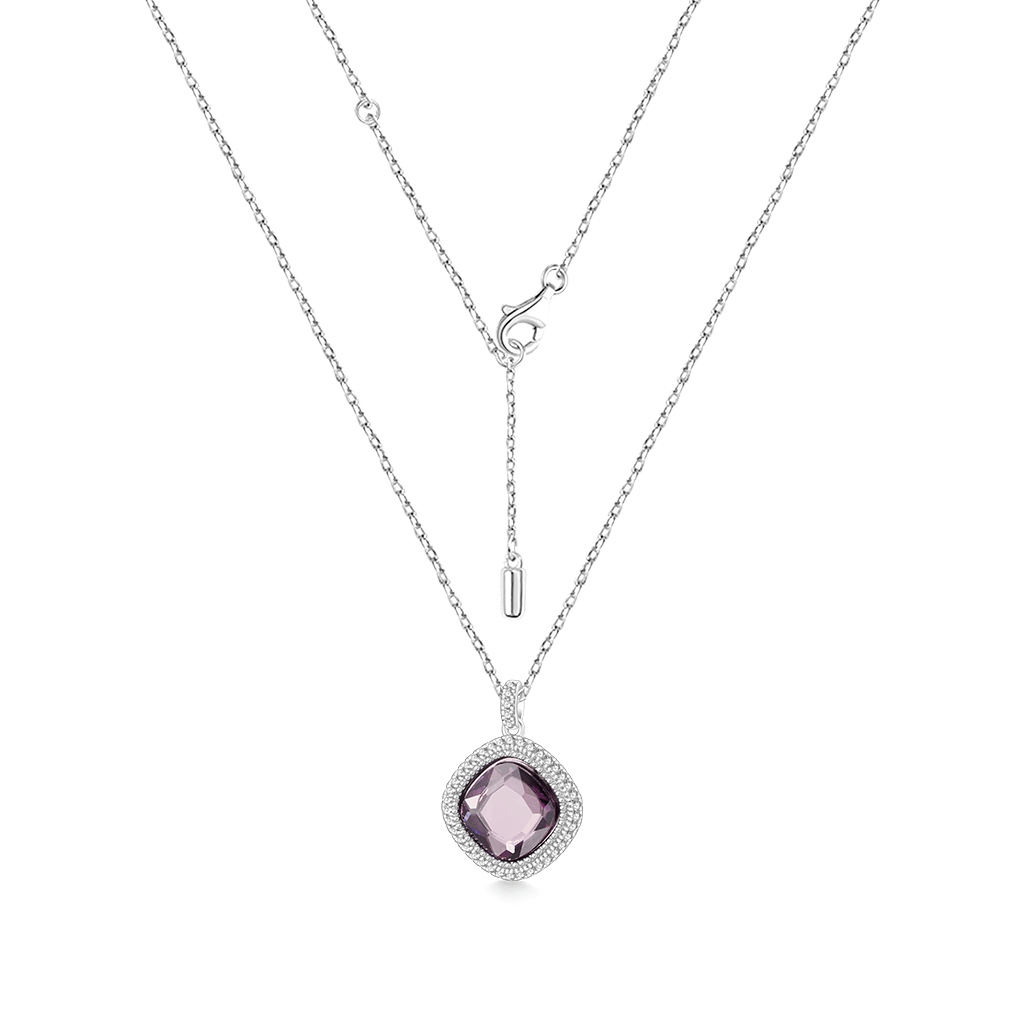 Gnoce Deep Violet-purple Diamond Pendant Necklace Platinum-plated Silver Blend - Image 2